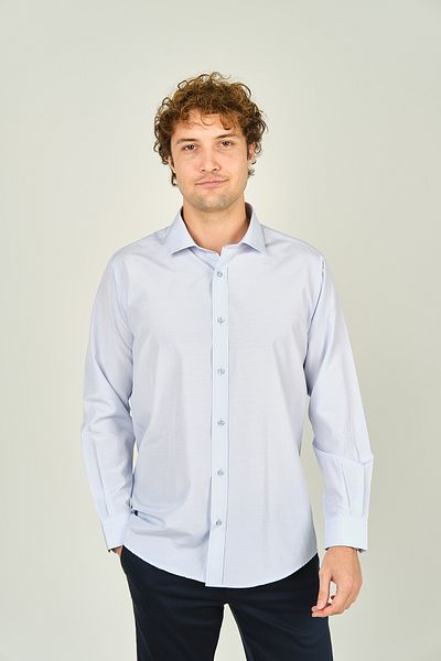figs Мъжка риза с дълъг ръкав Slim Fit, памучна, 0017, светлосиня
