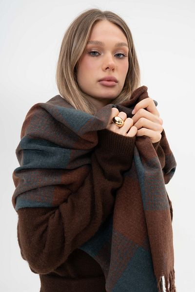 SOFT AKSESUAR Seyli̇ Square Pattern Wool Blended Scarf