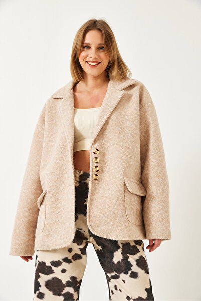 Bianco Lucci Women's Oversize Lined Stamp Blazer Jacket 60261242