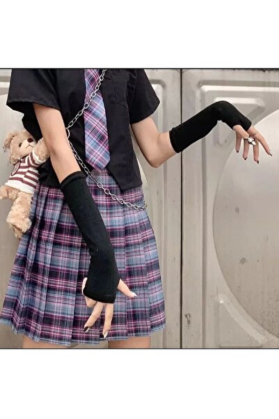 İmpavido Women Men Black Double Single Finger Oversleeve Gloves Flexible Spring-Summer