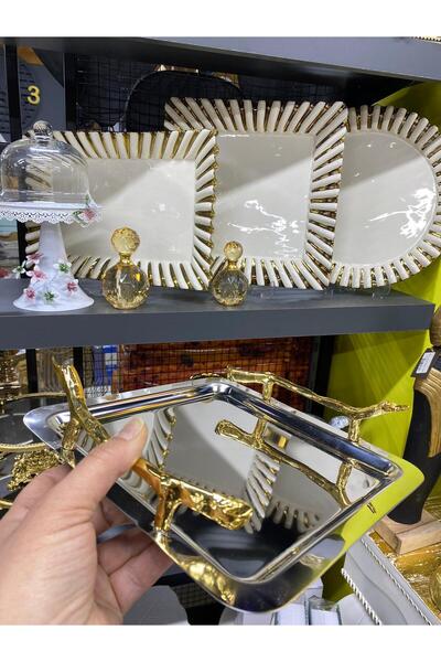 elif aksesuar Branch Metal Kare Sunum  Tepsisi