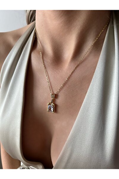 İNN JEWELLERY Steel Necklace Tarnish-Free Antiallergic Baguette Figured (2 Ye...