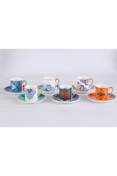 OMS 11148 - Jasper, 12-Piece, Porcelain, Authentic, Modern Style, Round Mouth Coffee Cup Set