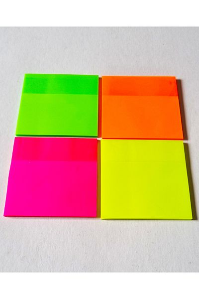 Modellino Neon Glossy 4 Colors Clear Adhesive Square Postit - 50 Sheets Dmnc 75X75Mm