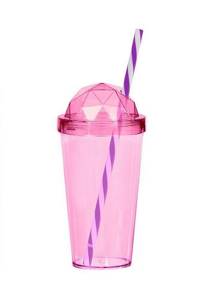 Herevin 660 Cc Diamond Lid Glass with Straw