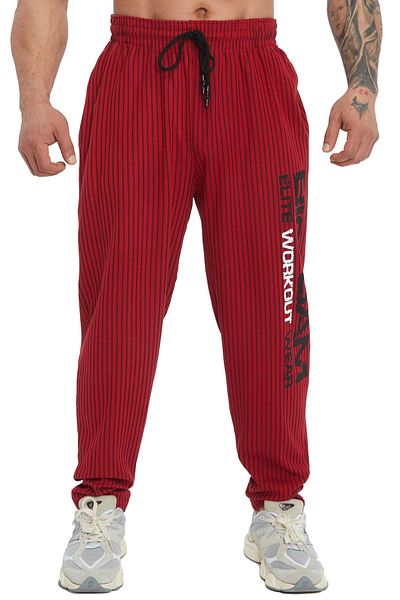 Big Sam Claret Red Striped Wide Cut Body Trousers - Sweatpants 1177
