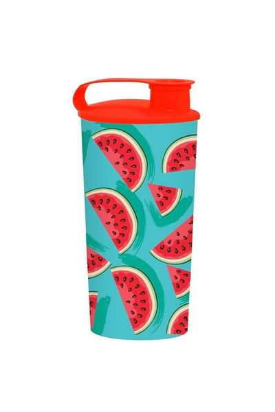 Herevin 470 Cc Patterned Glass with Lid-watermelon