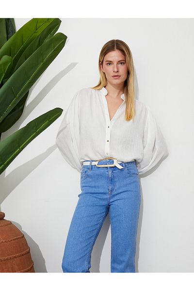 Koton Tuba Ünsal X - Relax Fit Metal Buttoned Turtleneck Shirt