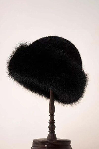 Külah Kalpak mongol pentru femei, pălărie neagră din blană vegană, beretă de pluș îngroșată