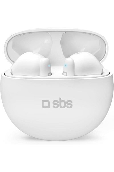 SBS سماعات أذن TWS Twin Pure Drops مع ميكروفون لإلغاء الضوضاء البيئية، باللون الأبيض