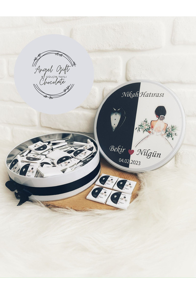 Angel Gift Chocolate 150 Adet Isme Özel Gelin Damat Nişan-nikah-düğün Hatıras...