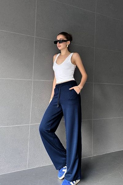 COMBİNE MİCHAİL Women's High Waist Winter 2 Thread Wide Leg Sweatpants