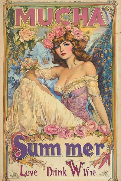 Taranist Poster din hârtie fără încadrare Alfonso Mucha Poster Femeie înflorită