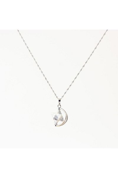 OSMANLI DOĞAL TAŞ Howlite Natural Stone Star Necklace, Silver Chain