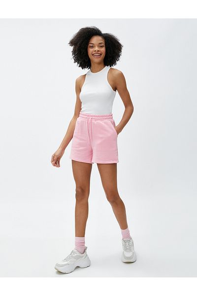 Koton Mini Shorts with Lace Waist and Pocket Detail