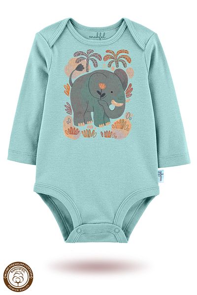 MAHFEL 2-Piece 100% Cotton Organic Printed Snap Fastener Baby Bodysuit