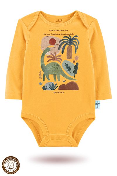 MAHFEL 2-Piece 100% Cotton Organic Printed Snap Fastener Baby Bodysuit