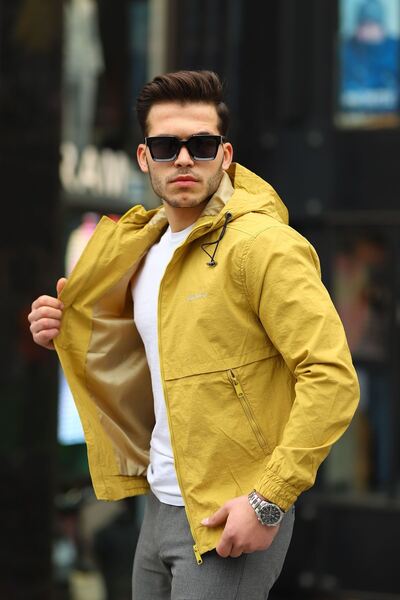 LTC Jeans Men's Saffron Hooded Crinkle Lightweight Spring Jacket