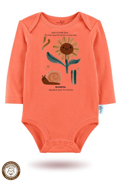 MAHFEL 2-Piece 100% Cotton Organic Printed Snap Fastener Baby Bodysuit