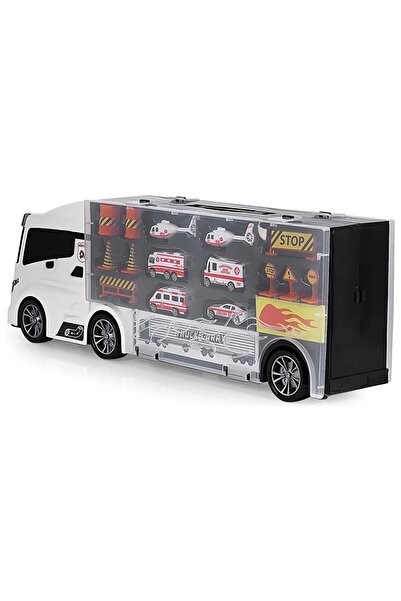 Doğan Oyuncak Dünyası Ambulance Truck Set with Ramps - Ambulance Transport Truck - Slide Truck - Vehicle Road Set - Truck Road Set