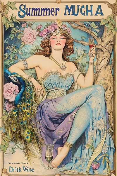 Taranist Χάρτινη αφίσα χωρίς πλαίσιο Alfonso Mucha Αφίσα Floral Woman