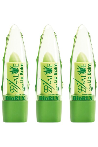 BioRLX %99 Aloe Vera Dudak Balmı Renksiz Dudak Bakım 3,5 G (3 ADET)