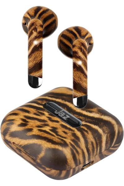 SBS سماعات أذن TWS Hoox شبه داخل الأذن مع علبة شحن 400 مللي أمبير، طبعة جلد النمر