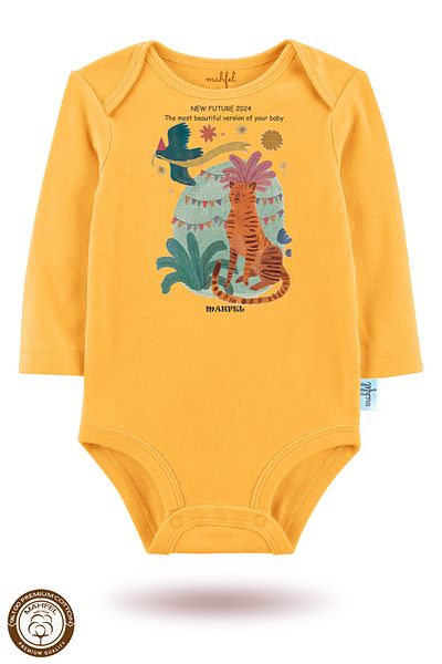 MAHFEL 2-Piece 100% Cotton Organic Printed Snap Fastener Baby Bodysuit