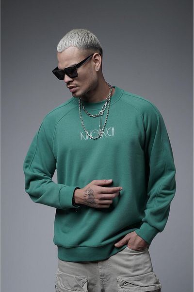 king brich Ριμπ γιακάς Raglan μανίκι με στάμπα Oversize Fit Sweat