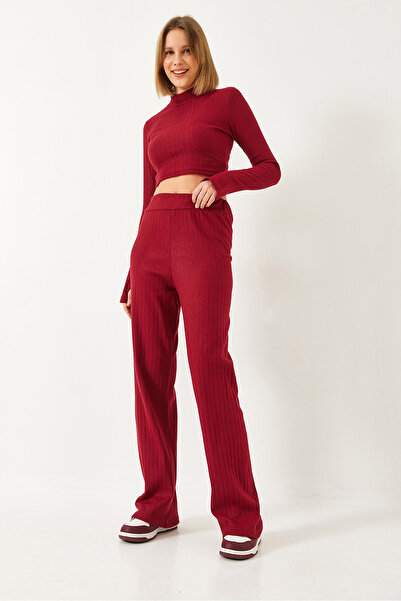 Bianco Lucci Women &Apos; S Set with Finger Straps - Elastic Waisted Palazzo Pants, 0206 60261177