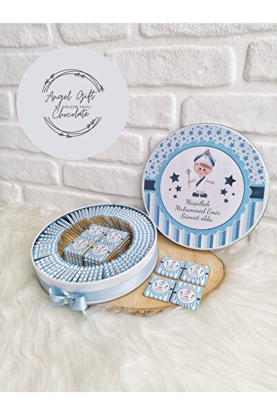 BUGİTO Angel Gift Chocolate 150 Adet Sünnet Çocuğu Temalı Isme Özel Erkek Beb...
