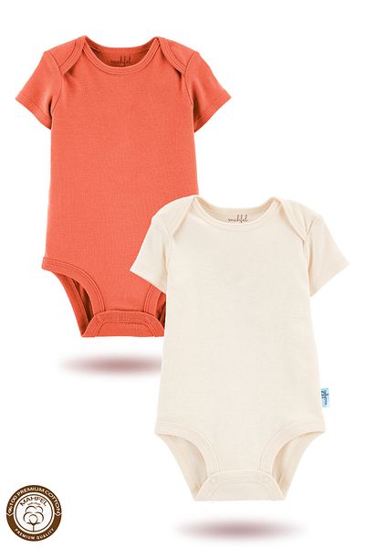 MAHFEL 2-Piece 100% Cotton Organic Printed Snap Fastener Baby Bodysuit