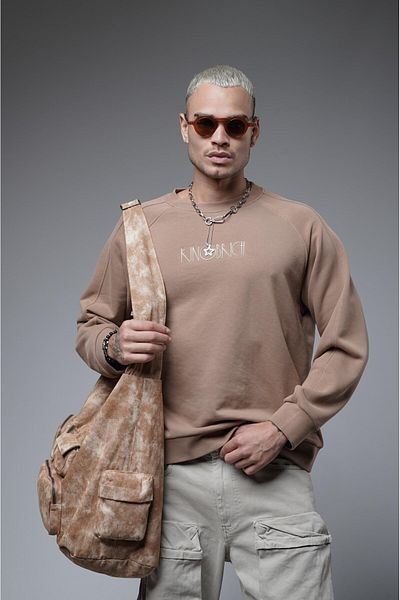 king brich Ριμπ γιακάς Raglan μανίκι με στάμπα Oversize Fit Sweat