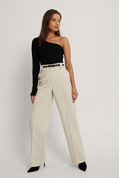 Teenystore بلوزة نسائية أساسية بأكمام طويلة وكتف واحد