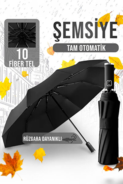 FİTHOME Tam Otomatik 10 Tel Rüzgara Dayanıklı Kırılmaz Şemsiye