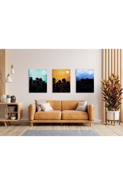 bestablo Πίνακας σε καμβά 3 τεμαχίων ζωγραφισμένος στο χεριό, θέμα ζούγκλα κα...