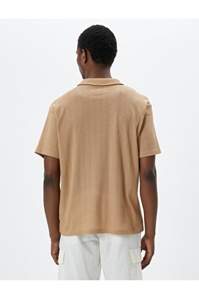 Koton Πλεκτό μπλουζάκι πόλο με λαιμόκοψη κοντό μανίκι με υφή κουμπιά