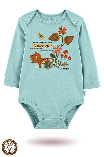 MAHFEL 2-Piece 100% Cotton Organic Printed Snap Fastener Baby Bodysuit