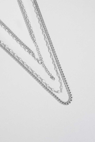 So CHIC... Luna 18 Ayar Beyaz Altın Kaplama 45 Cm  Gümüş Zincir Kolye