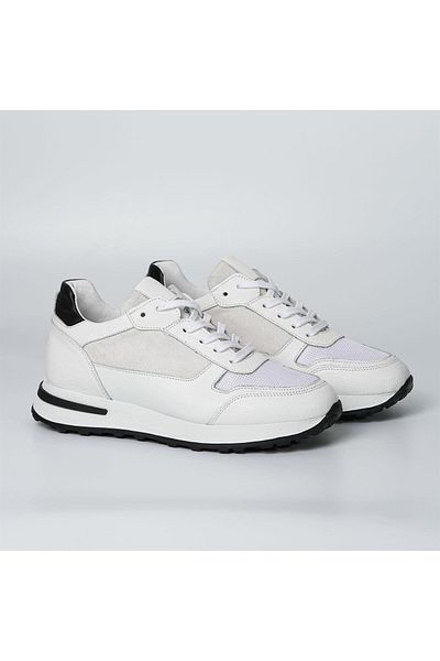 TETRİ Albus Model Men's Genuine Leather White Sneakers