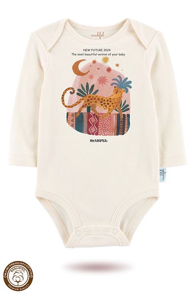 MAHFEL 2-Piece 100% Cotton Organic Printed Snap Fastener Baby Bodysuit