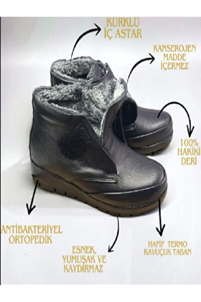 iskarpino Winter Genuine Leather Warm Velcro Women's Boots with Fur Inside