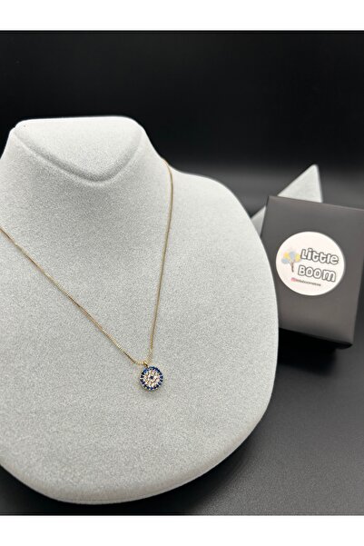 stainless steell Zirkon Gold Kaplama Kuyum model nazar minimal kolye