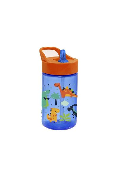 Herevin 430 Cc Patterned Flask with Straw-pp-dinosaur