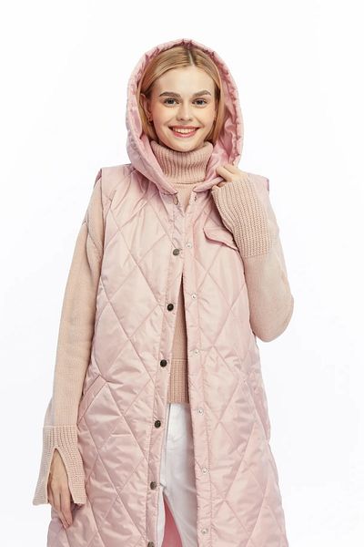 Modabenna Women's Hooded Long Snap Fastener Inflatable Filling Vest