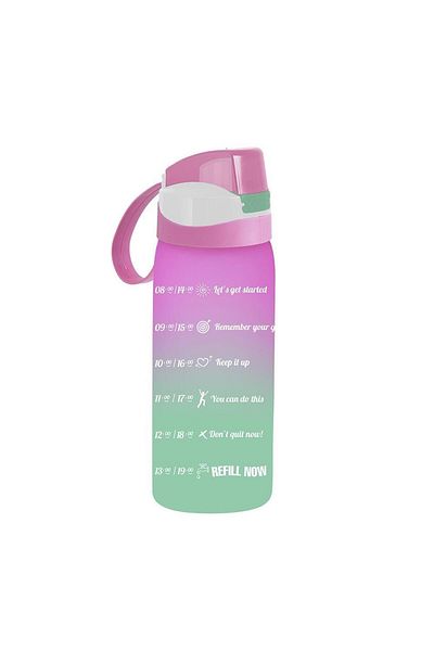 Herevin 1 Lt Double Color Painted Printed Water Bottle - Pink