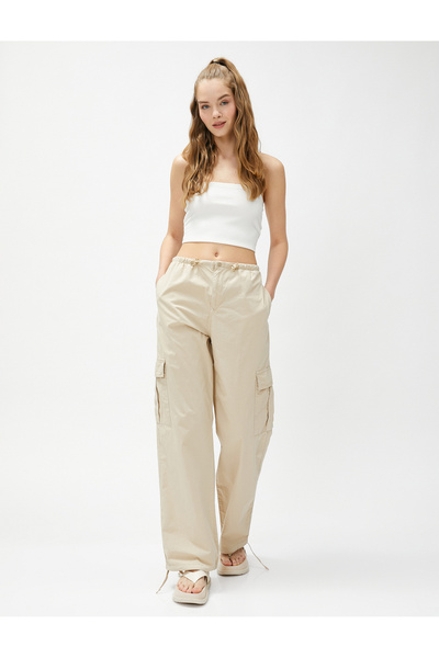 Koton Parachute Trousers with Cargo Pocket Detail and Stopper