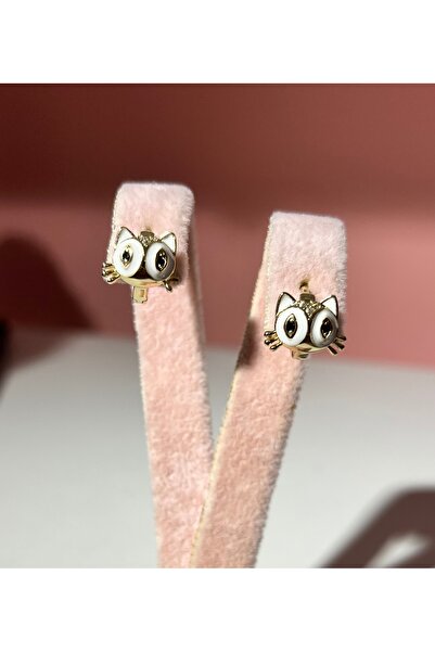 Misha Takı Aksesuar Kuyumcu Model Kedili Çelik Çocuk Küpesi