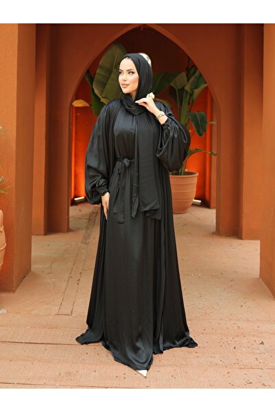 Modamorfo Σετ Αμπάια 3 τεμαχίων Crinkle Silk Satin - Μαύρο