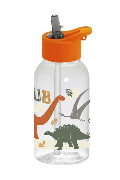 Herevin 460 Cc Patterned Flask with Straw -dino Club